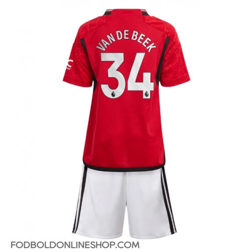 Manchester United Donny van de Beek #34 Hjemme Trøje Børn 2023-24 Kortærmet (+ Korte bukser)
